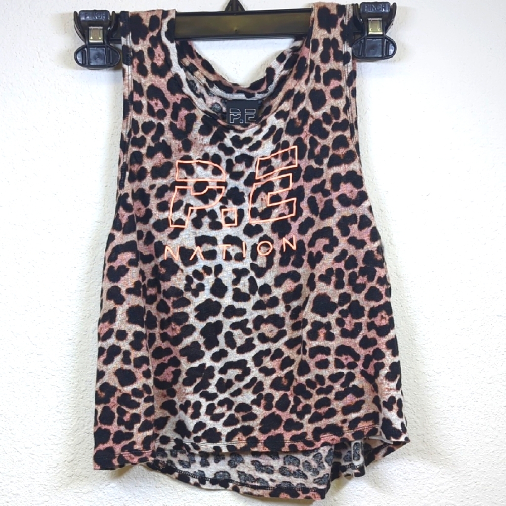 P.E Nation leopard Muscle Tank Top